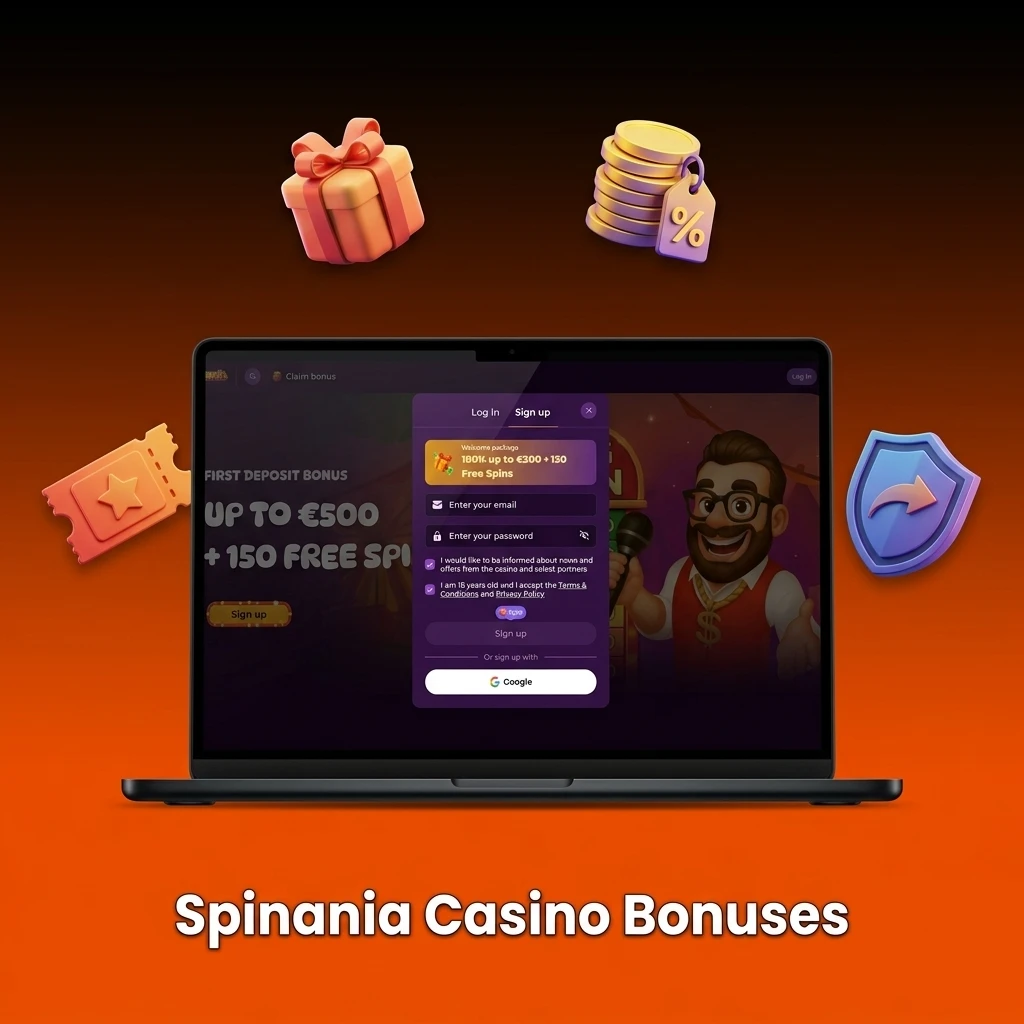 Spinania Casino bonuses including welcome offer, free spins, reload bonus and weekly cashback for players in Spain