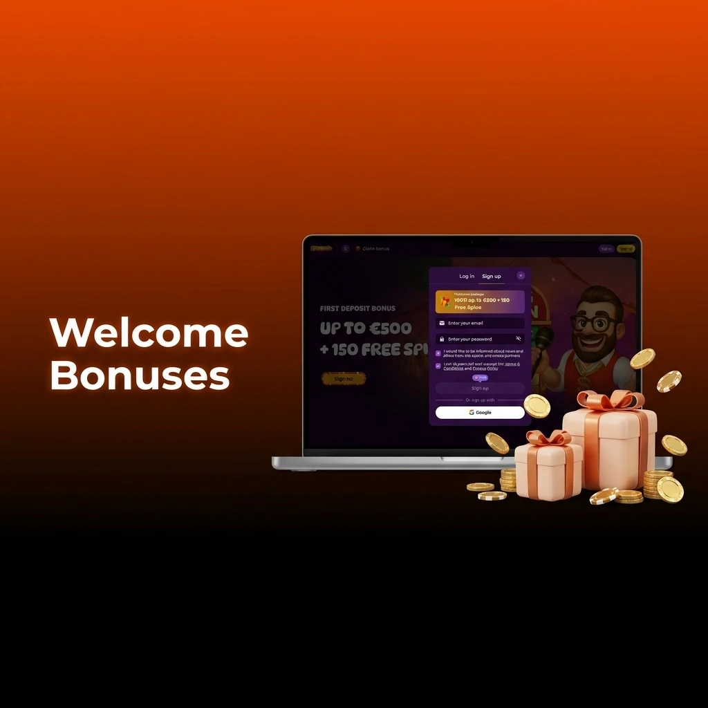 Welcome bonus table for Spain showing up to 500 EUR plus 150 free spins across casino and sportsbook offers