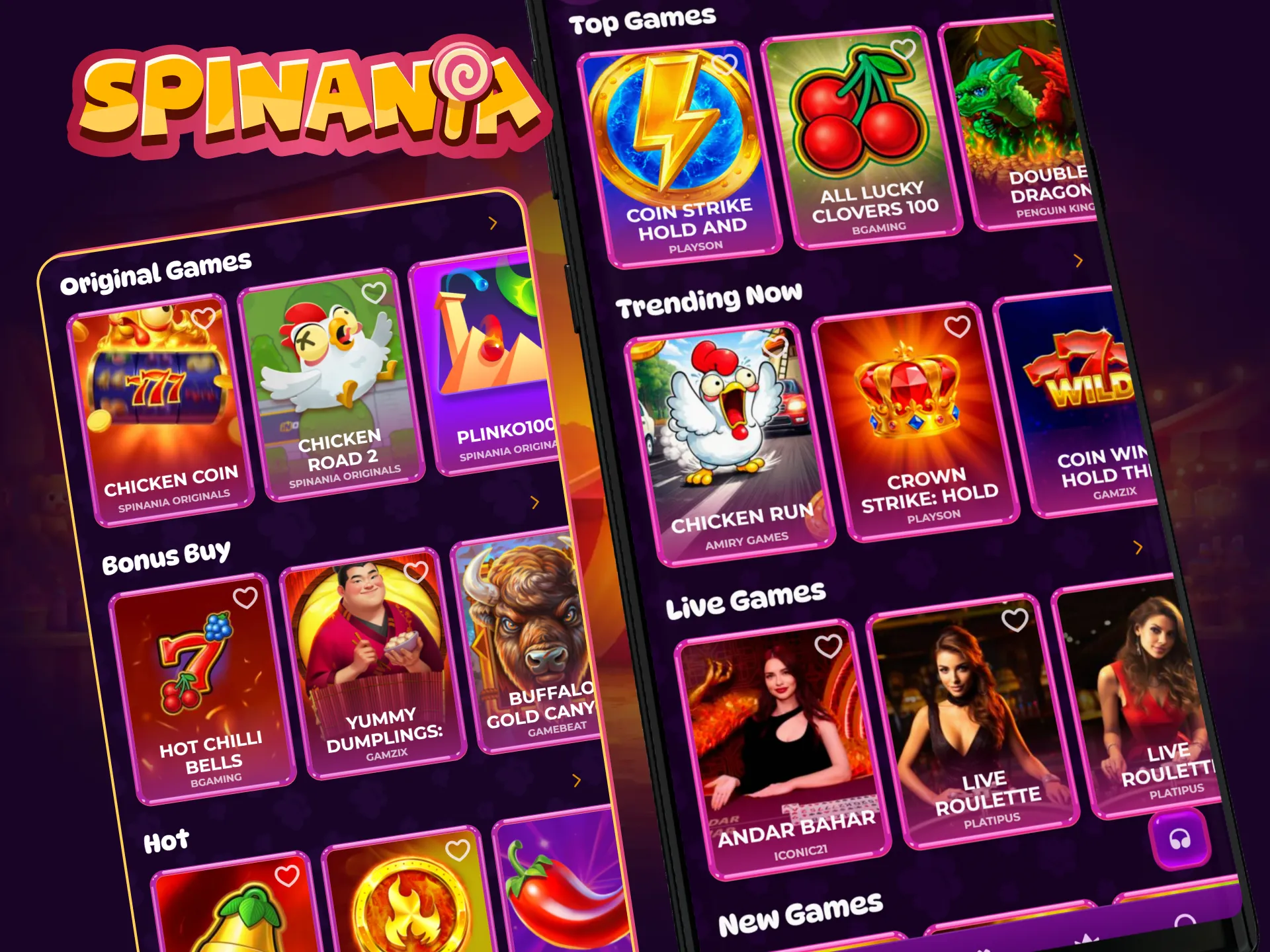 Experience high-definition live dealer games and immersive casino graphics on the Spinania mobile app.