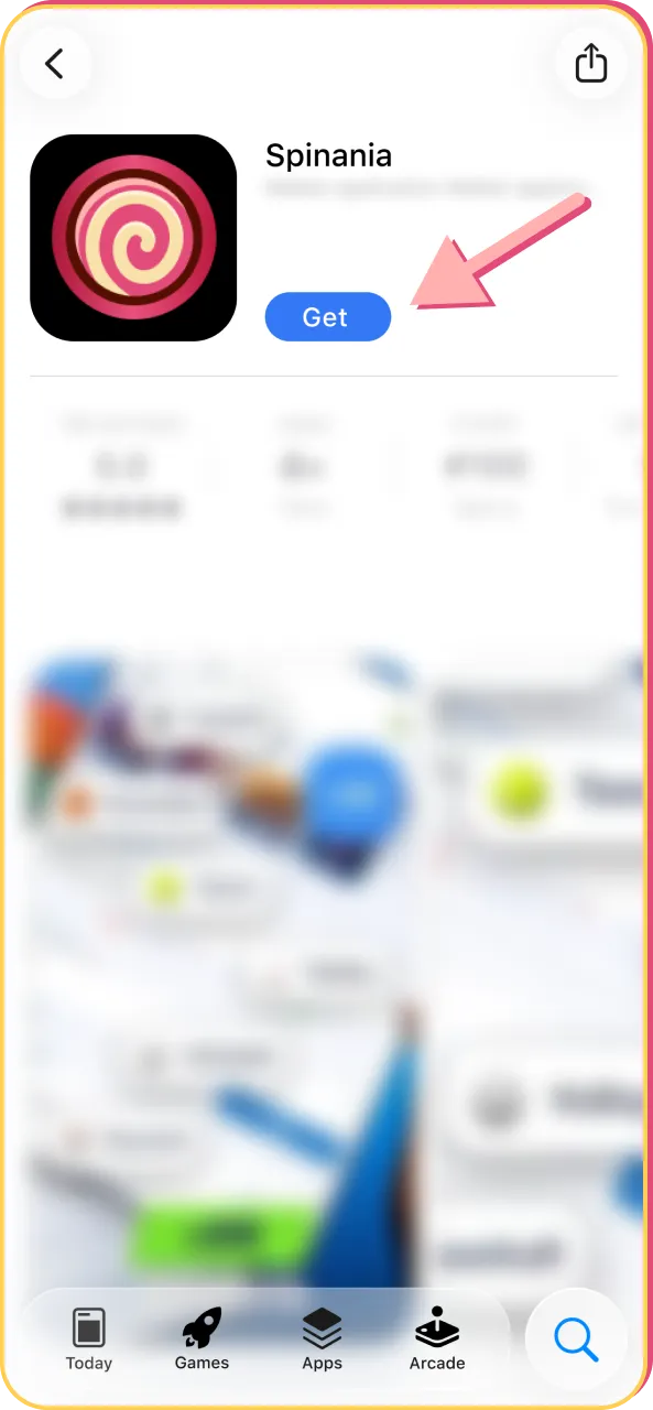 Initiating the free download of the Spinania casino and sportsbook app.