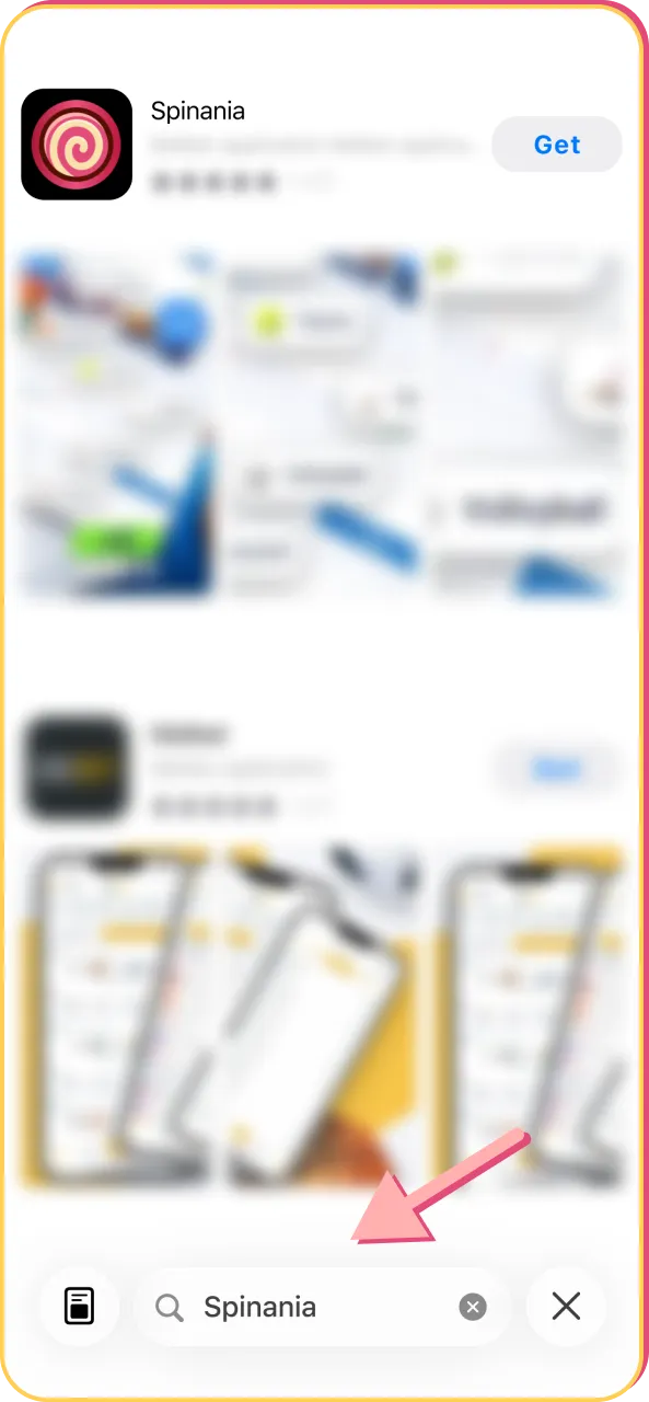 The App Store interface opening to the Spinania mobile app page for a secure download.