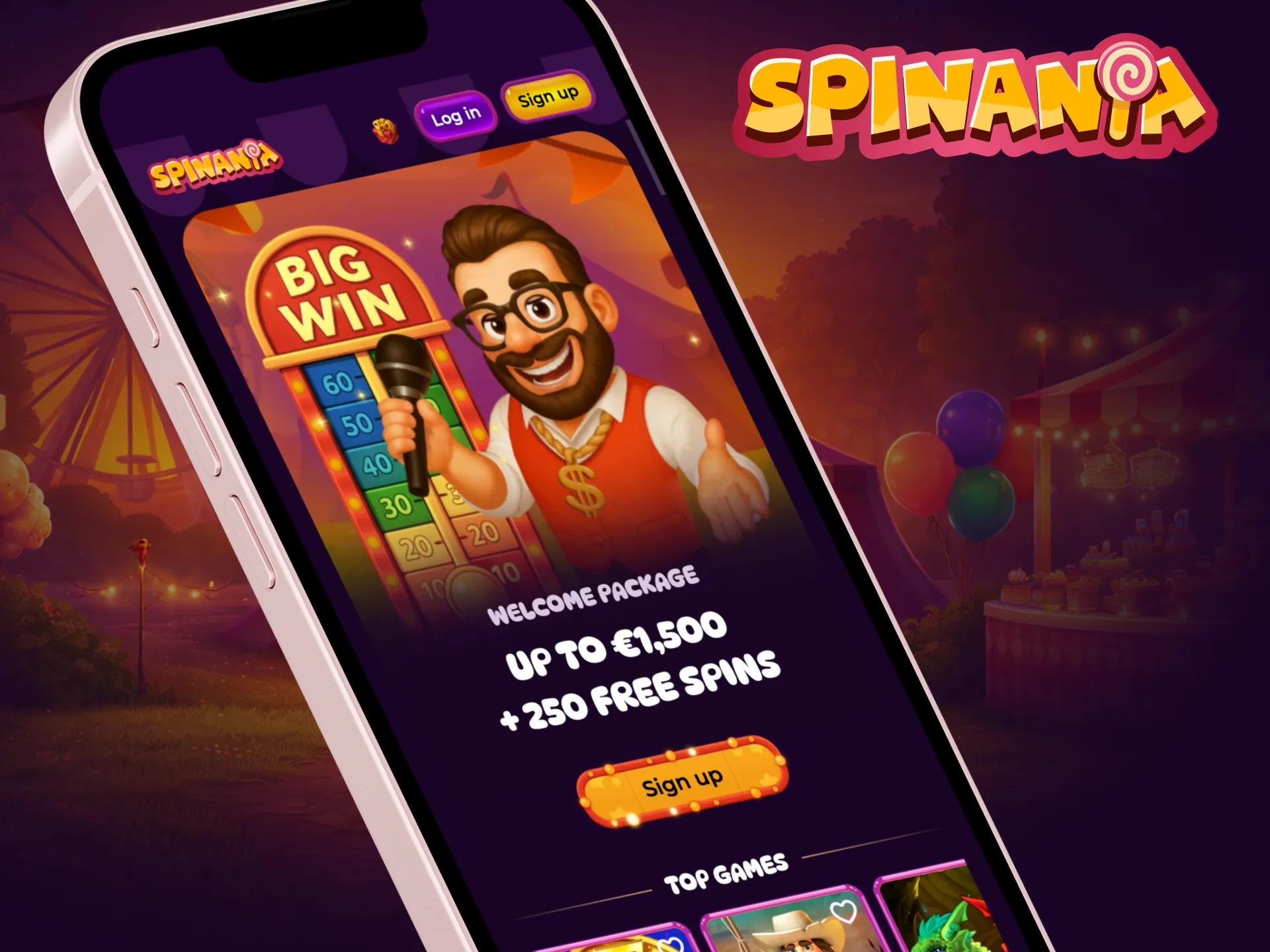 Laden Sie die Spinania Casino App für Android und iOS herunter, um auch unterwegs spielen zu können.